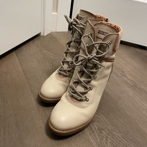 Stylish Beige Leather Ankle Boots
